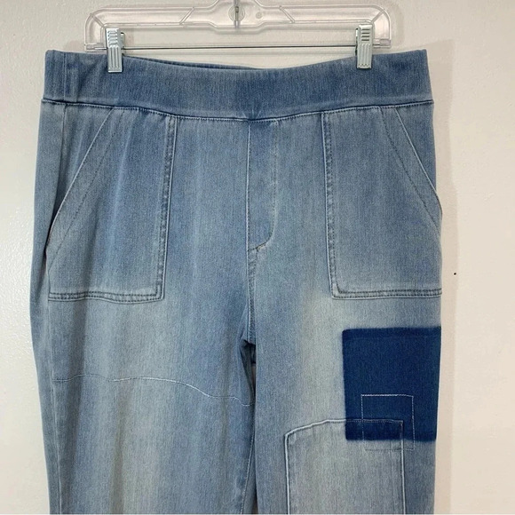 Logo Lori Goldstein Jeans Woman 14 Tall Knit Pull On Straight Pockets Stretch - Picture 2 of 14